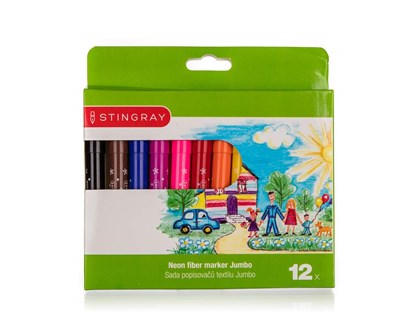 STINGRAY Sada popisova textilu JUMBO, 12 ks, prateln