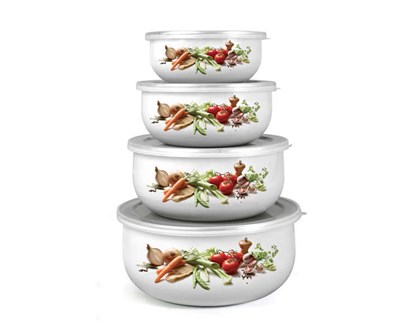 BANQUET Sada smaltovanch misek BELLY VEGETABLES, 8 ks