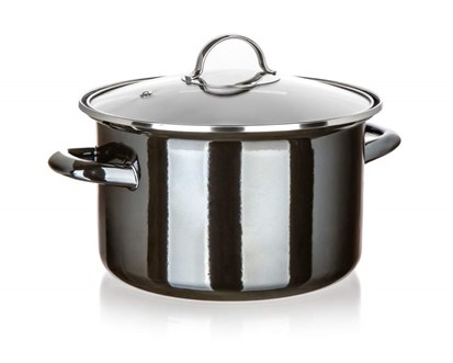BANQUET Hrnec smaltovan METALLIC Black 24 cm, 3,7 l, s poklic