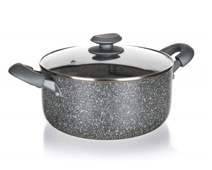 BANQUET Hrnec s nepilnavm povrchem GRANITE PR 18 x 8,5 cm, se sklennou poklic