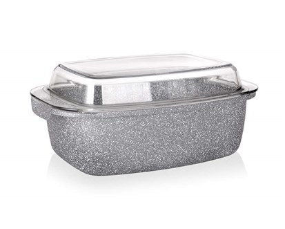 BANQUET Pek s nepilnavm povrchem GRANITE 32,5 x 21 x 11 cm, 5,7 l, se sklennou poklic