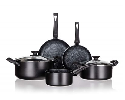 BANQUET Sada ndob s nepilnavm povrchem BLACK STONE, 7 ks