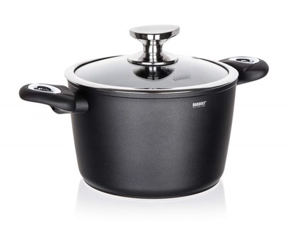 BANQUET Hrnec s nepilnavm povrchem Matte Dark Grey 20 x 13 cm, s poklic