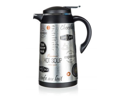 BANQUET Termoska nerezov CONTE 1 l, se sklennou vlokou, dekor Coffee 1