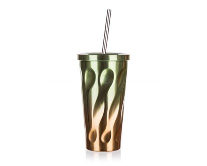 BANQUET Hrnek cestovn dvoustnn NASCA 450 ml, zeleno-mdn