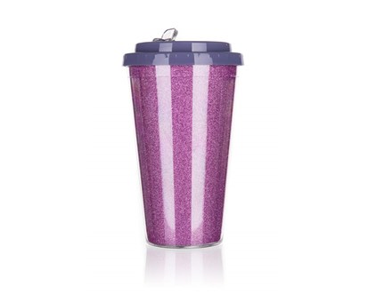 BANQUET Hrnek cestovn dvoustnn GLITTERS 500 ml, rov