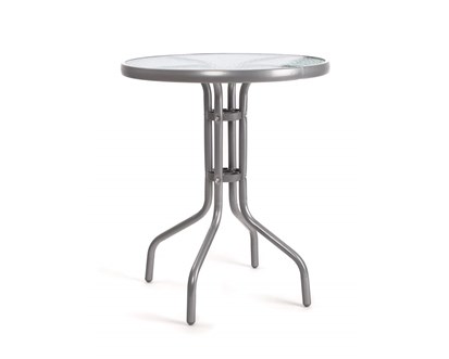HAPPY GREEN Stl kovov se sklennou deskou 60 cm, stbrn