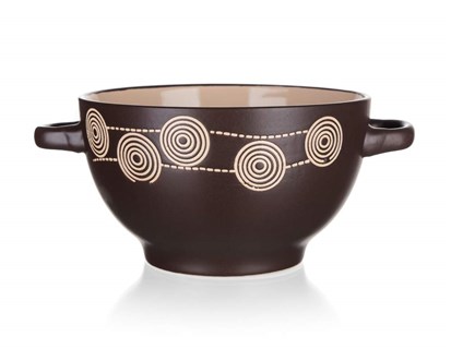 BANQUET Miska keramick s uchem SPIRLA 660 ml, tmav hnd