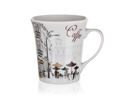 BANQUET Hrnek keramick CAFES 340 ml, dekor 1