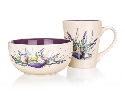 BANQUET Sada sndaov - hrnek a miska LAVENDER, 2 ks, OK
