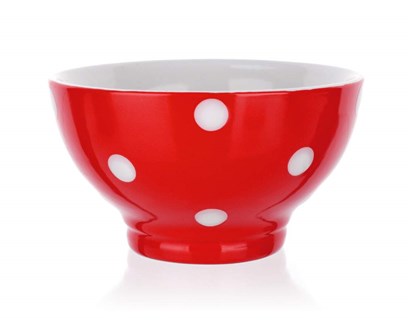 BANQUET Miska keramick 13 cm, erven s puntky