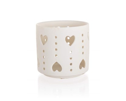 HOME DECOR Svcen na ajov svky porcelnov 7,4 x 7 cm, srdce, bl