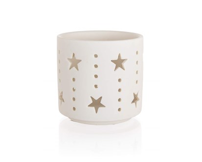 HOME DECOR Svcen na ajov svky porcelnov 7,4 x 7 cm, hvzdy, bl