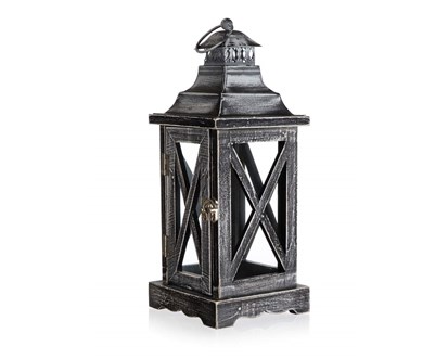HOME DECOR Lucerna devn s plechovou stechou 13 x 13 x 33 cm