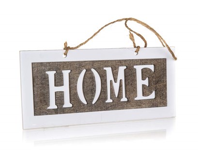 HOME DECOR Tabulka devn s npisem HOME 10 x 22 cm, obdlnk