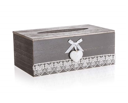 HOME DECOR Krabika s krajkou na paprov kapesnky LACEWORK, ov.otvor