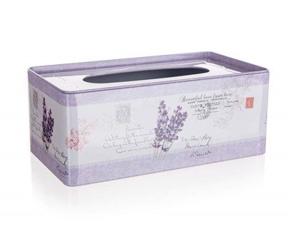 HOME DECOR Krabika na paprov kapesnky plechov LAVENDER 24 x 13 x 9,5 cm