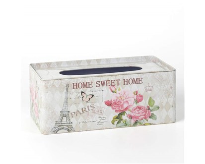 HOME DECOR Krabika na paprov kapesnky plechov  HOME SWEET 24 x 13 x 9,5 cm