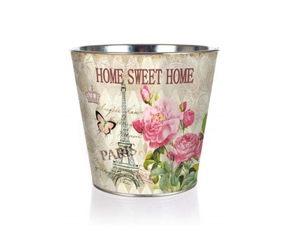 HOME DECOR Kvtin plechov HOME SWEET 12 x 11,5 x 8,5 cm