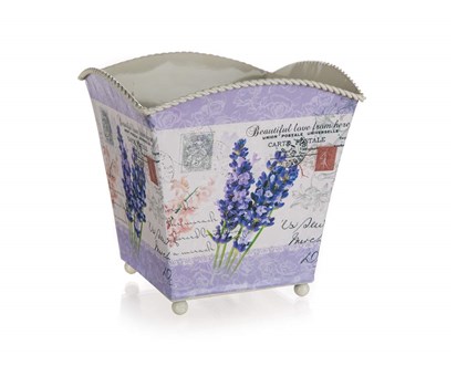 HOME DECOR Kvtin plechov tvercov LAVENDER 16 x 16 x 16 cm