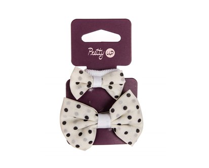 PRETTY UP Sada sponka a gumika do vlas, 2 ks, male s puntky,