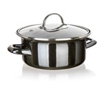 BANQUET Hrnec smaltovan METALLIC Black 18 cm, 1,3 l, s poklic