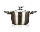 BANQUET Hrnec s nepilnavm povrchem METALLIC PLATINUM 20 x 13,5 cm, 3,6 l, s poklic