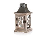 HOME DECOR Lucerna devn s plechovou stechou 14 x 14 x 29 cm
