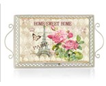 HOME DECOR Podnos plechov HOME SWEET 41 x 23 x 4,5/9 cm