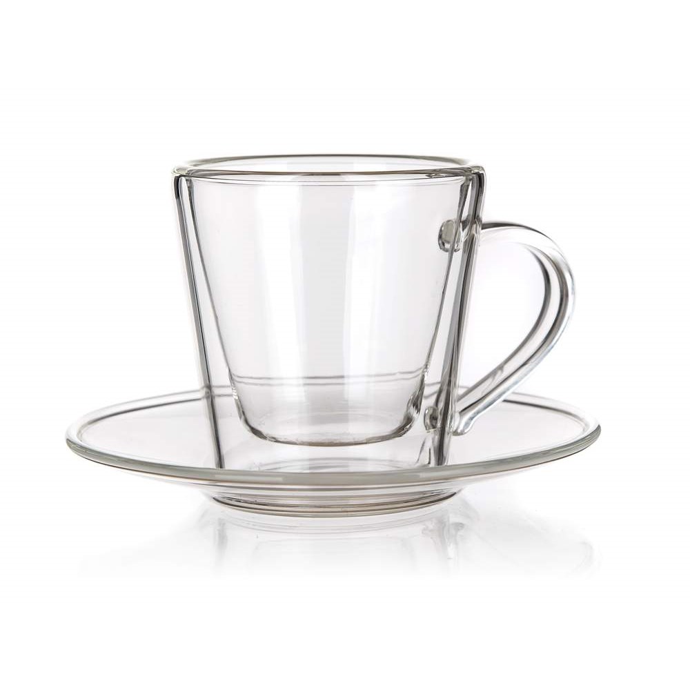 BANQUET Šálek dvoustěnný s podšállekm DOBLO 50 ml, kónický
