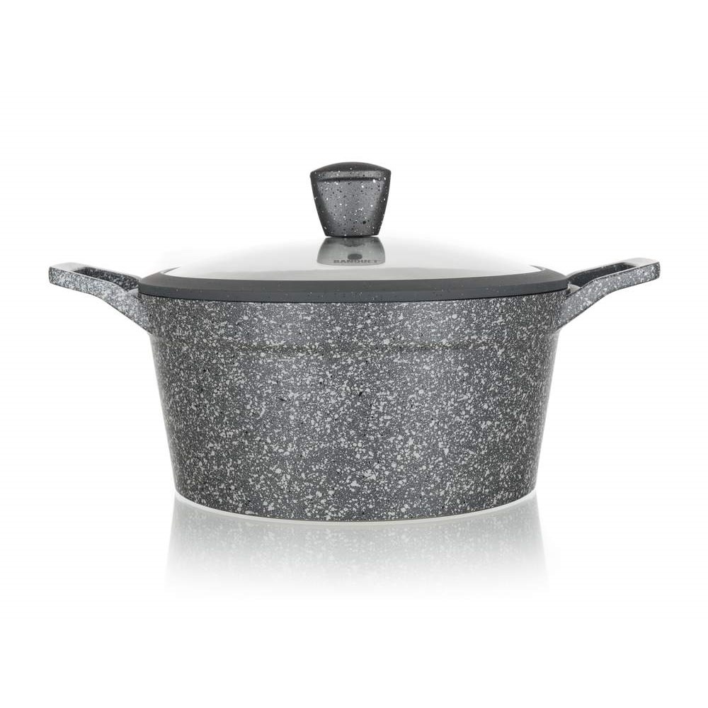 BANQUET Kastrol s nepřílnavým povrchem GRANITE 28 cm, stříkané dno, poklice