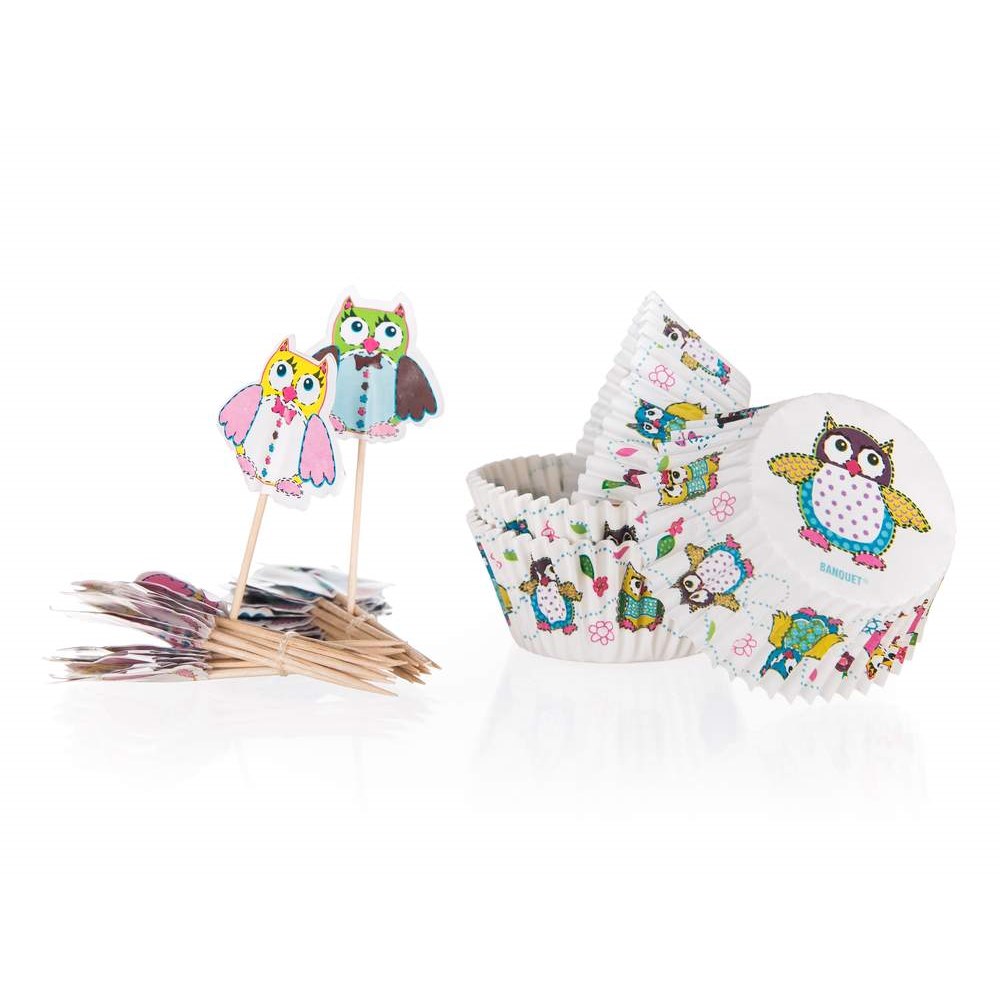 BANQUET Sada cukrářských košíčků OWLS 11,5 cm, 24 + 24 ks