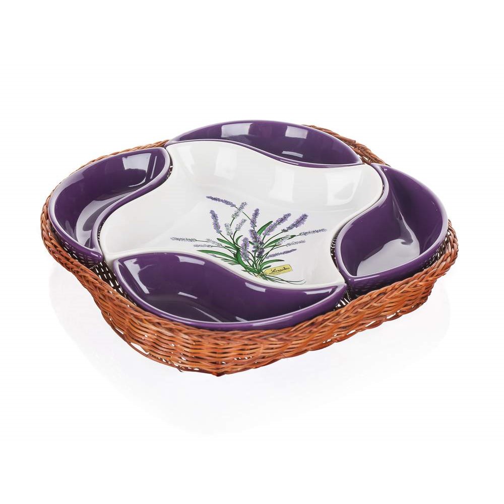 BANQUET Mísa v košíku LAVENDER 28 cm, 5 dílů, OK