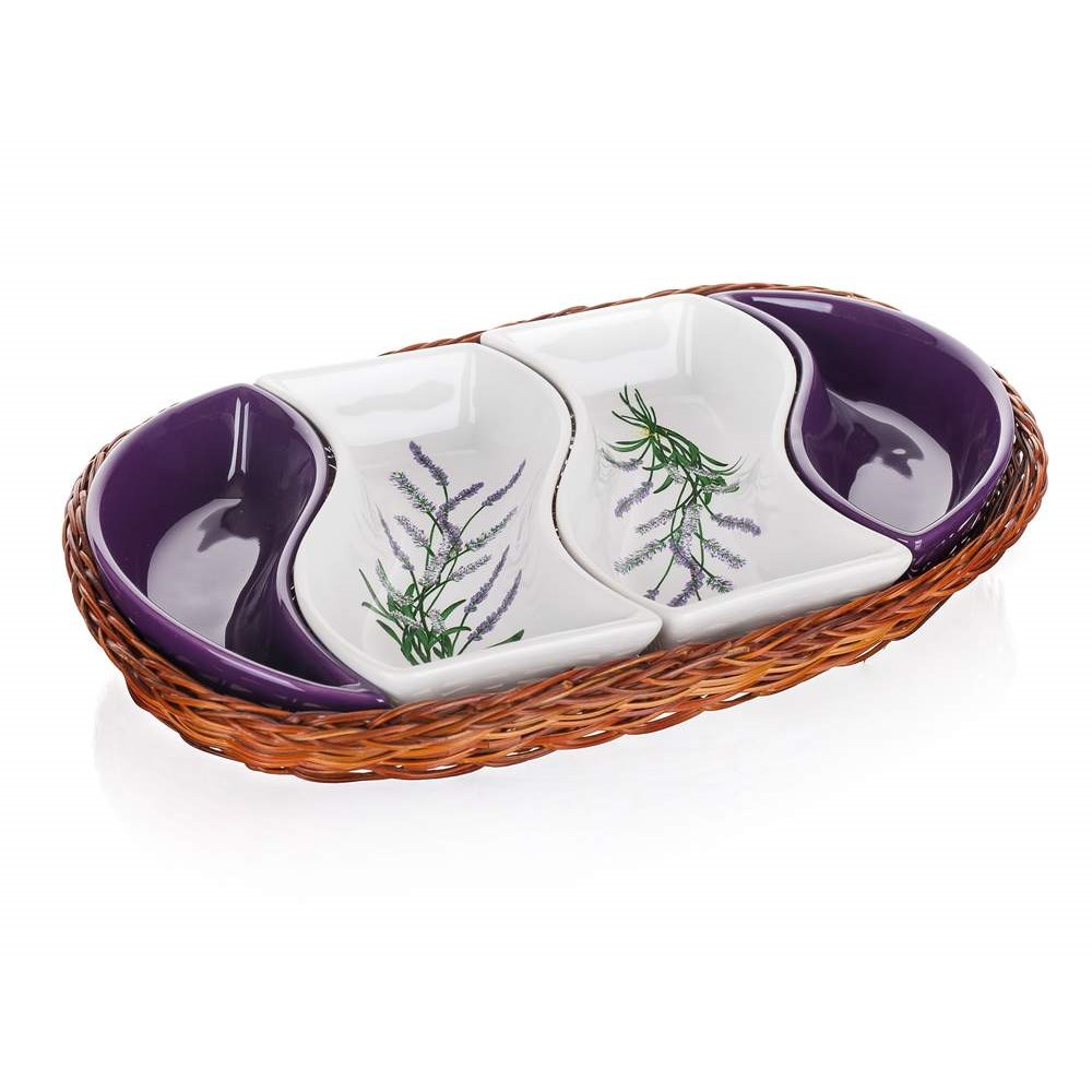 BANQUET Mísa v košíku LAVENDER 30,5 cm, 4 díly, OK