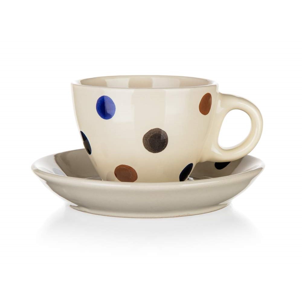 BANQUET Šálek s podšálkem DOTS 100 ml, hnědý