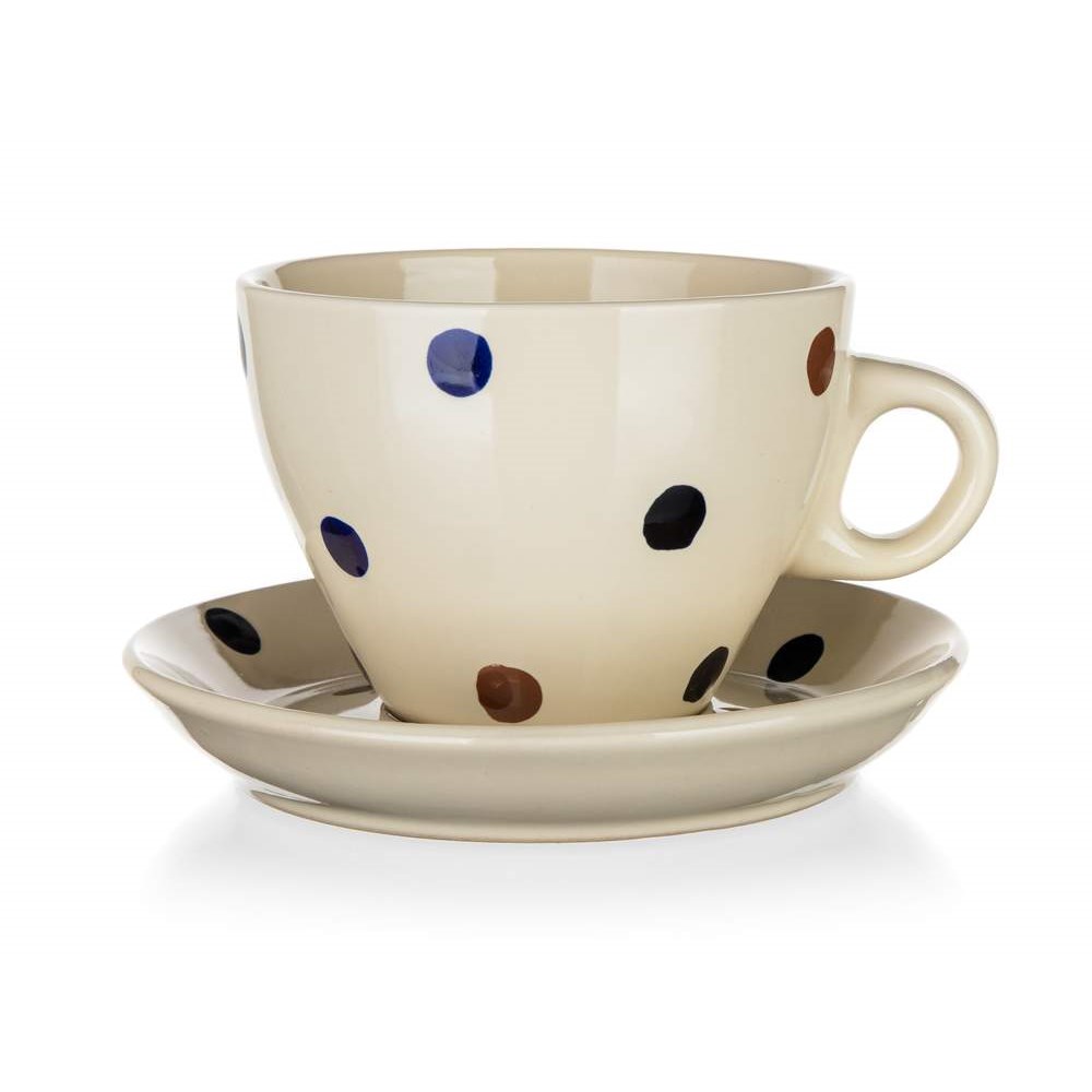 BANQUET Šálek s podšálkem DOTS 290 ml, hnědý