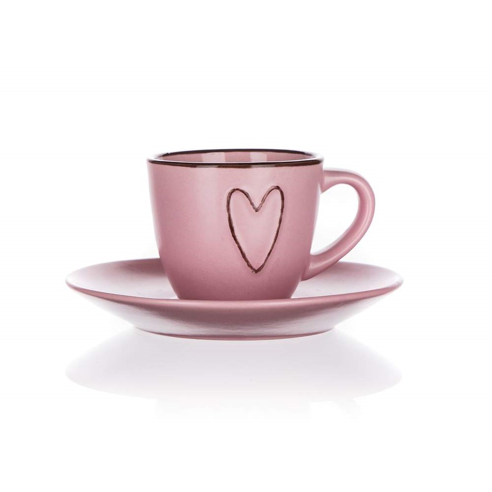 BANQUET Šálek s podšálkem HEART 80 ml, růžový