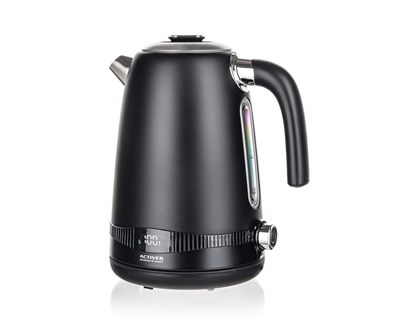 ACTIVER Konvice nerezová s termostatem RUBIS 1,7 l, 1850-2200W, otočná o 360st., černá