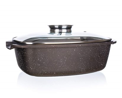 BANQUET Pekáč s nepřilnavým povrchem PREMIUM Dark Brown 39,5 x 22 x 11 cm, s poklicí s aroma knobem