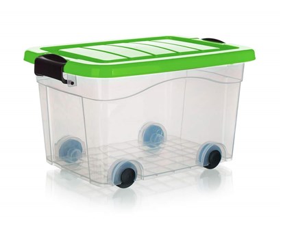 BRILANZ Box úložný na kolečkách PYRAMIDA 20 l, zelený