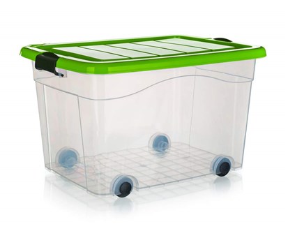 BRILANZ Box úložný na kolečkách PYRAMIDA 100 l, zelený