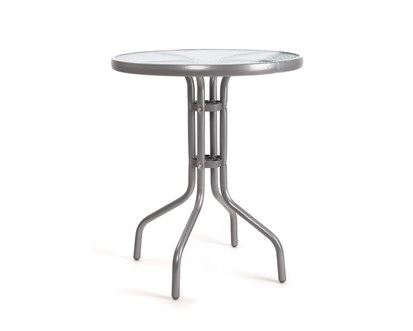 HAPPY GREEN Stůl kovový se skleněnou deskou 60 cm, stříbrný