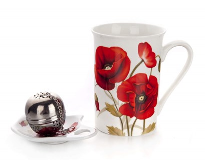 BANQUET Sada na čaj keramická RED POPPY, 3 ks, OK