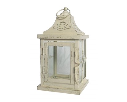 HOME DECOR Lucerna plechová 11 x 11 x 21,5 cm krémová