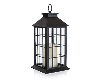 HOME DECOR Lucerna plastová s LED svíčkou 14 x 14 x 29 cm